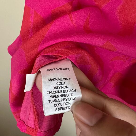 Ann Taylor Loft Medium Pink and Red Sleeveless Ruffle Blouse - Picture 6 of 7